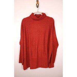 Garnet Hill Wool Cashmere Turtleneck Pullover Orange Sweater Size L